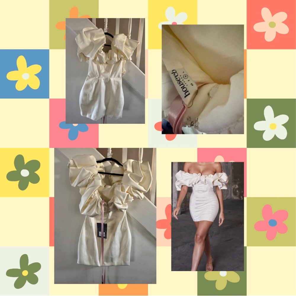 House of CB Ivory Ruffle Sleeve Dress